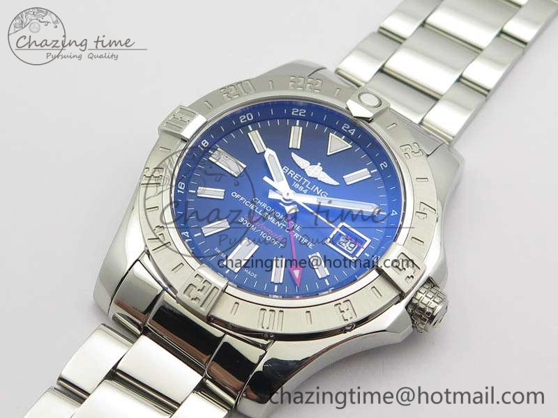 Unisex Avenger GMT SS GF 1:1 Best Edition Black Sticks Marker Dial On SS Bracelet A 5709