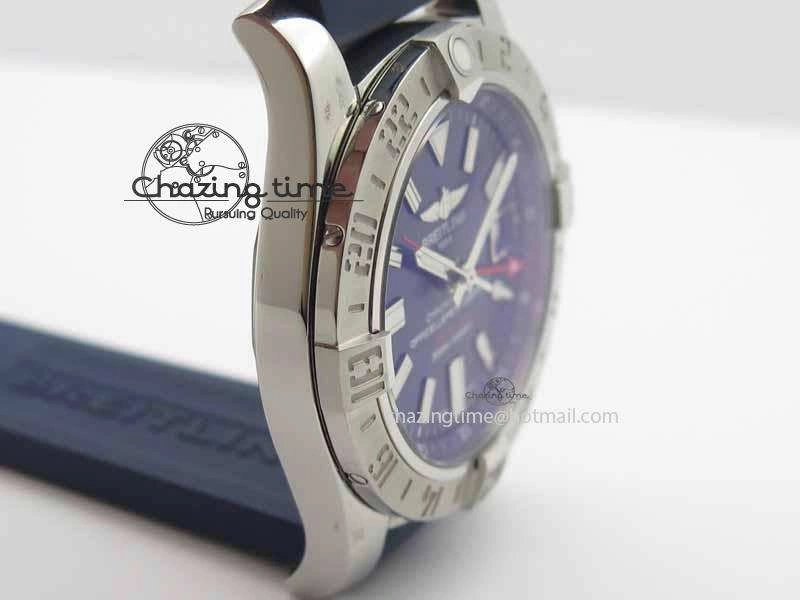 QuickDry Avenger GMT SS GF 1:1 Best Edition Blue Sticks Marker Dial On Rubber Strap A 5740