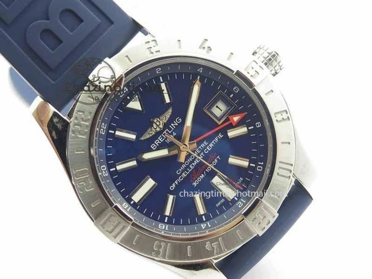 QuickDry Avenger GMT SS GF 1:1 Best Edition Blue Sticks Marker Dial On Rubber Strap A 5740