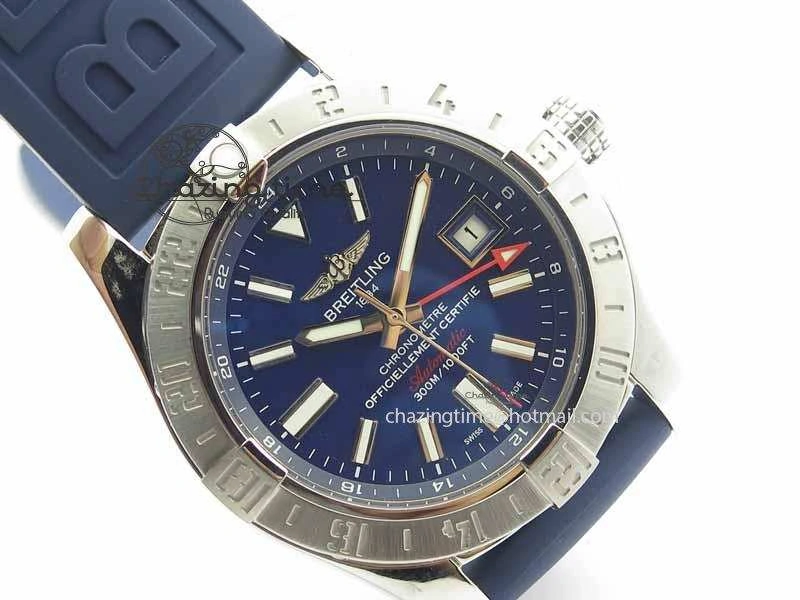 QuickDry Avenger GMT SS GF 1:1 Best Edition Blue Sticks Marker Dial On Rubber Strap A 5740
