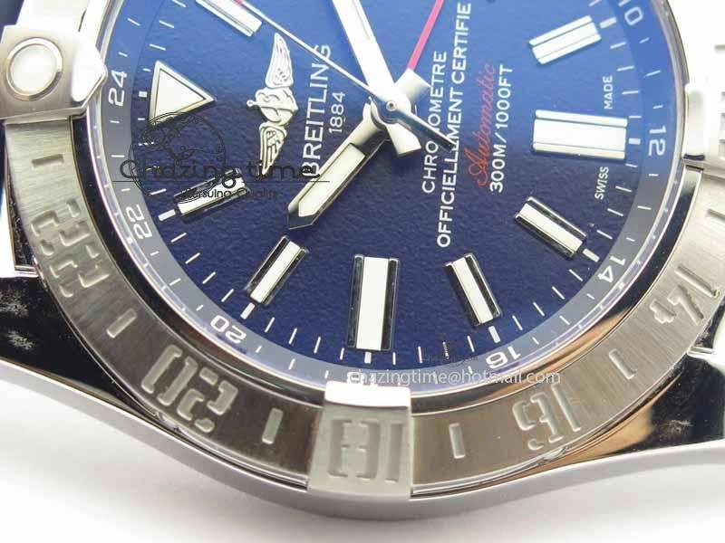 QuickDry Avenger GMT SS GF 1:1 Best Edition Blue Sticks Marker Dial On Rubber Strap A 5740