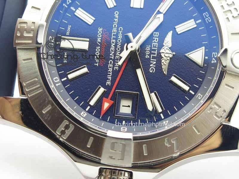 QuickDry Avenger GMT SS GF 1:1 Best Edition Blue Sticks Marker Dial On Rubber Strap A 5740