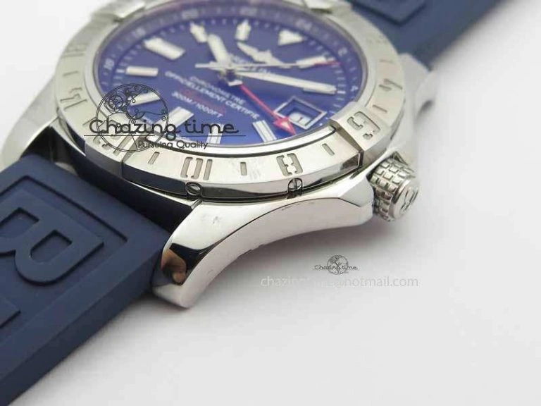 QuickDry Avenger GMT SS GF 1:1 Best Edition Blue Sticks Marker Dial On Rubber Strap A 5740