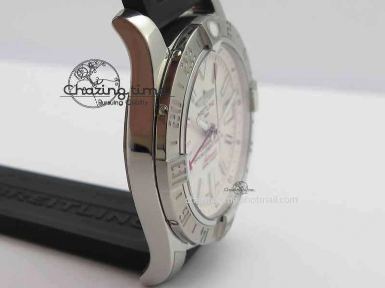 Premium Avenger GMT SS GF 1:1 Best Edition White Sticks Marker Dial On Rubber Strap A 5741
