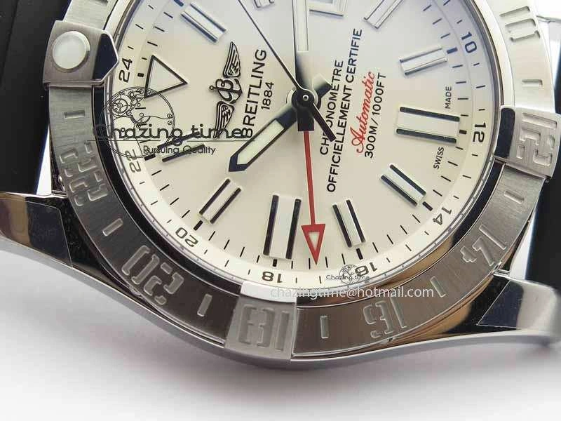 Premium Avenger GMT SS GF 1:1 Best Edition White Sticks Marker Dial On Rubber Strap A 5741