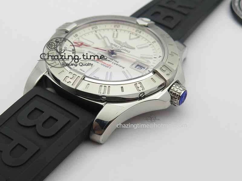 Premium Avenger GMT SS GF 1:1 Best Edition White Sticks Marker Dial On Rubber Strap A 5741