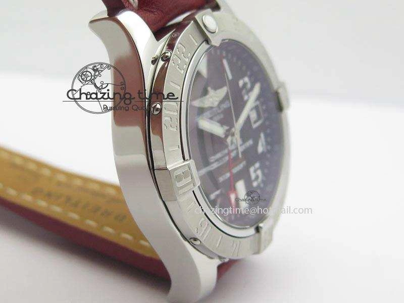 Avenger II GMT SS Black Dial Arabic Numerals Markers On Leather Strap A Refined 5778