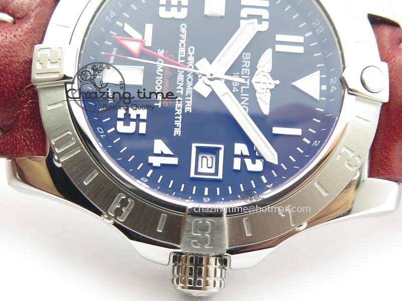 Avenger II GMT SS Black Dial Arabic Numerals Markers On Leather Strap A Refined 5778