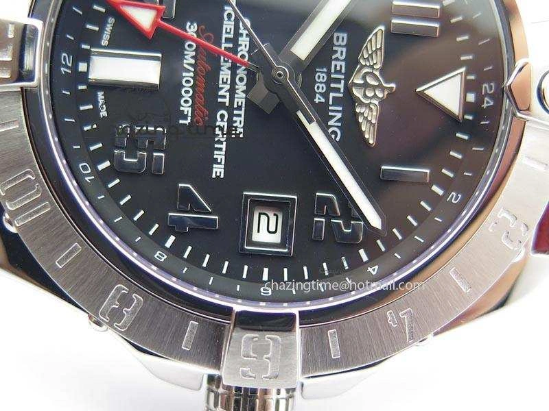 Avenger II GMT SS Black Dial Arabic Numerals Markers On Leather Strap A Refined 5778