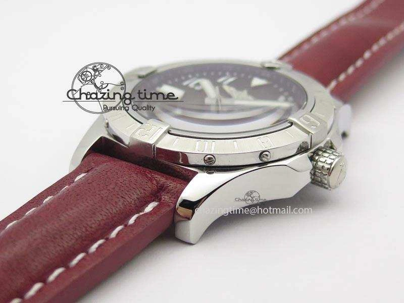 Avenger II GMT SS Black Dial Arabic Numerals Markers On Leather Strap A Refined 5778