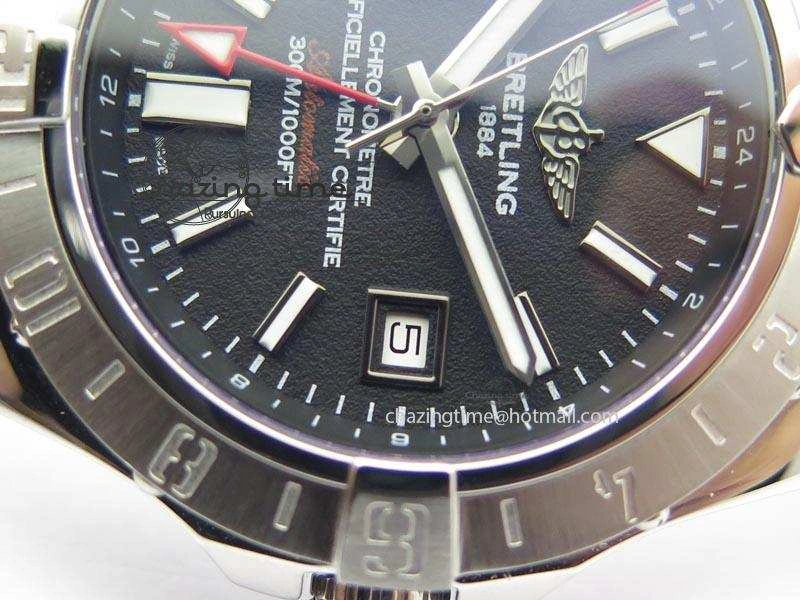 WaterResistant Avenger II GMT SS Black Dial On Brown Leather Strap A 5779