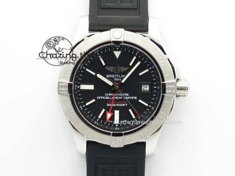 Durable Avenger II GMT SS Black Dial On Rubber Strap A 5765