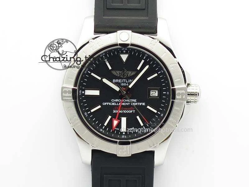 Durable Avenger II GMT SS Black Dial On Rubber Strap A 5765