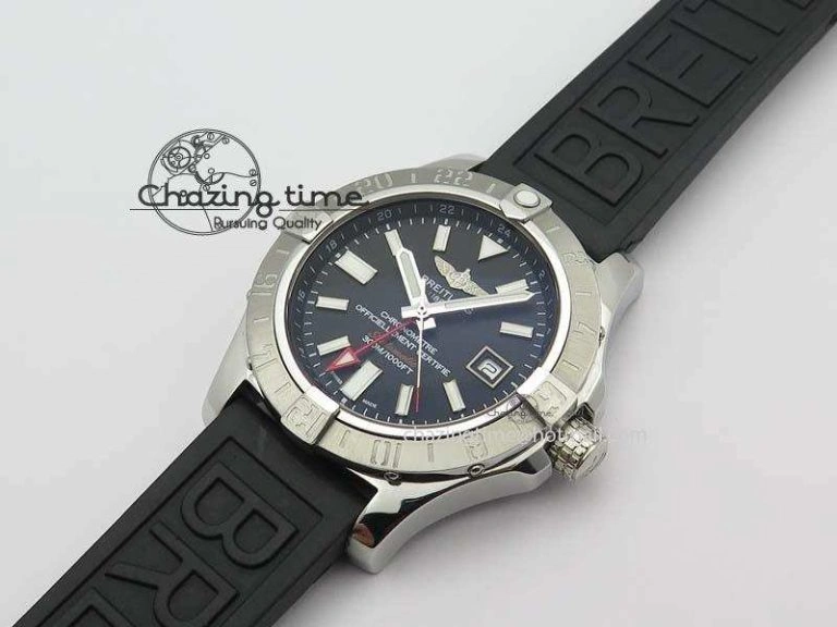 Durable Avenger II GMT SS Black Dial On Rubber Strap A 5765