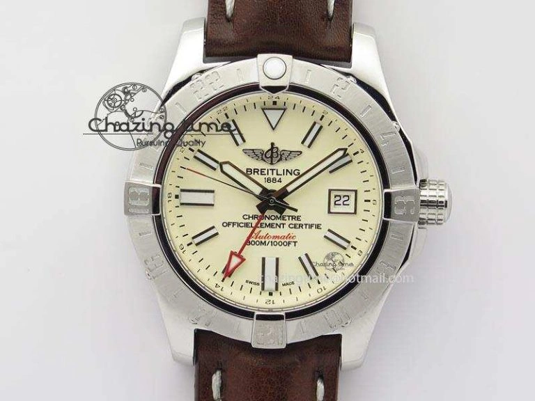 Tailored Avenger II GMT SS Cream Dial On Brown Leather Strap A 5780