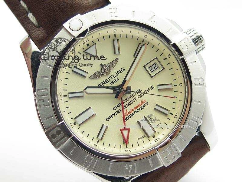 Tailored Avenger II GMT SS Cream Dial On Brown Leather Strap A 5780