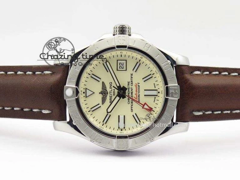 Tailored Avenger II GMT SS Cream Dial On Brown Leather Strap A 5780