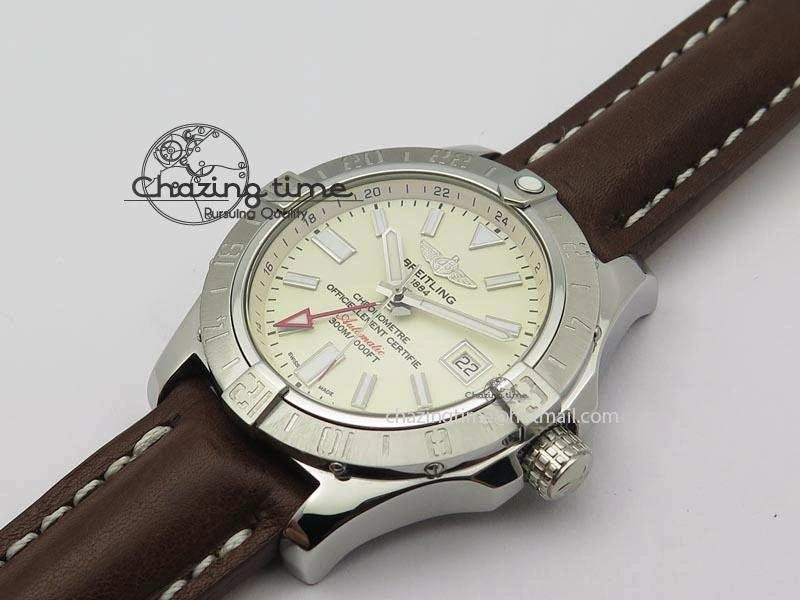 Tailored Avenger II GMT SS Cream Dial On Brown Leather Strap A 5780