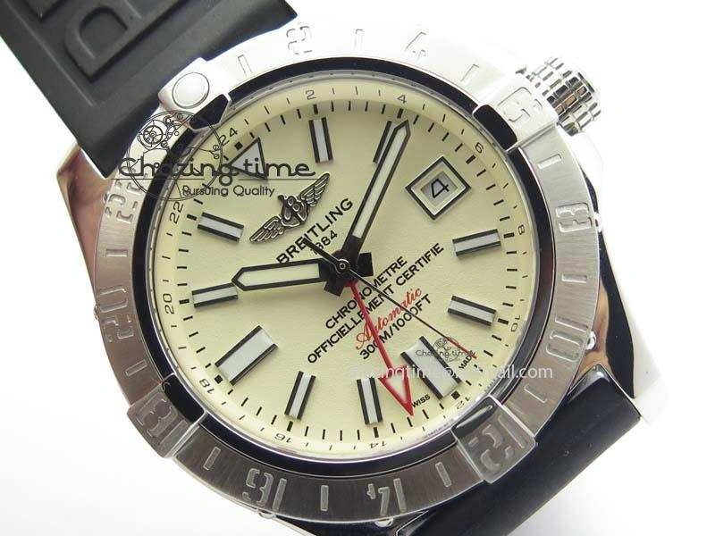 Stretchable Avenger II GMT SS Cream Dial On Rubber Strap A 5786