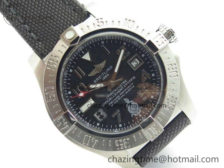 Popular Avenger II Seawolf 350 Years SS 1:1 Best Edition Black Dial On Nylon Strap A 5696