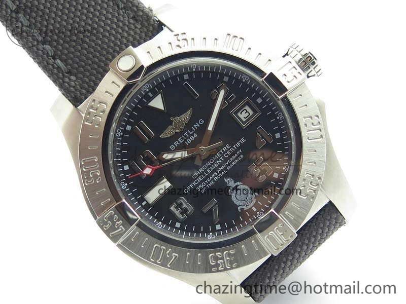 Popular Avenger II Seawolf 350 Years SS 1:1 Best Edition Black Dial On Nylon Strap A 5696