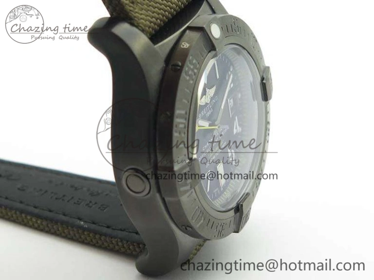 Unique Avenger II Seawolf DLC Best Edition Black Dial On Nylon Strap A2836 (Free Leather Strap) V 5700