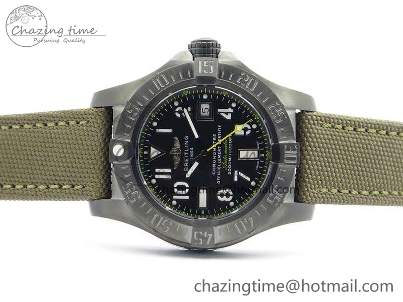 Unique Avenger II Seawolf DLC Best Edition Black Dial On Nylon Strap A2836 (Free Leather Strap) V 5700