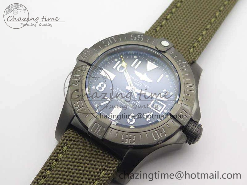 Unique Avenger II Seawolf DLC Best Edition Black Dial On Nylon Strap A2836 (Free Leather Strap) V 5700