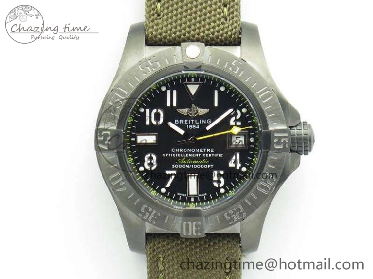 Unique Avenger II Seawolf DLC Best Edition Black Dial On Nylon Strap A2836 (Free Leather Strap) V 5700