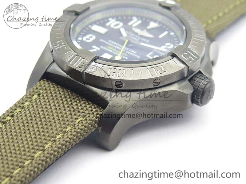 Unique Avenger II Seawolf DLC Best Edition Black Dial On Nylon Strap A2836 (Free Leather Strap) V 5700