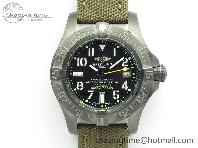 Unique Avenger II Seawolf DLC Best Edition Black Dial On Nylon Strap A2836 (Free Leather Strap) V 5700