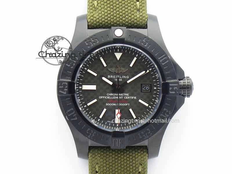 Lightweight Avenger II Seawolf PVD Black CF Dial On Green Nylon Strap A 5736