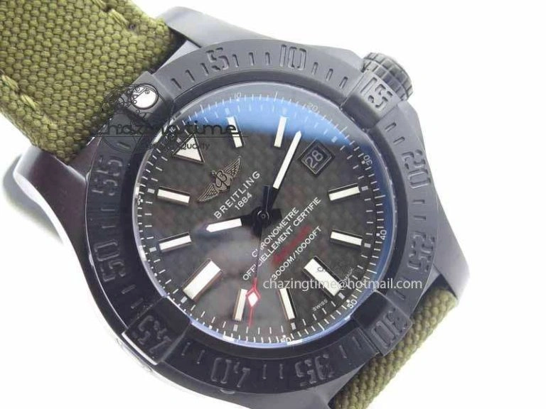 Lightweight Avenger II Seawolf PVD Black CF Dial On Green Nylon Strap A 5736
