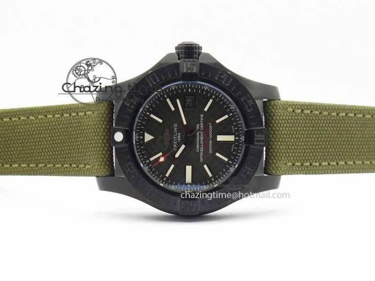 Lightweight Avenger II Seawolf PVD Black CF Dial On Green Nylon Strap A 5736