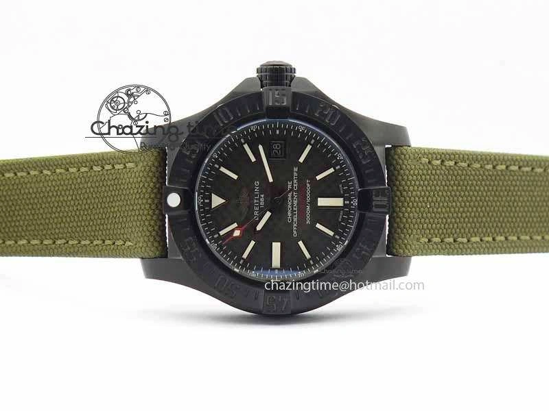 Lightweight Avenger II Seawolf PVD Black CF Dial On Green Nylon Strap A 5736