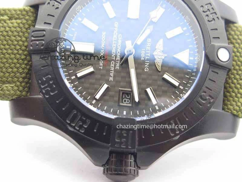 Lightweight Avenger II Seawolf PVD Black CF Dial On Green Nylon Strap A 5736