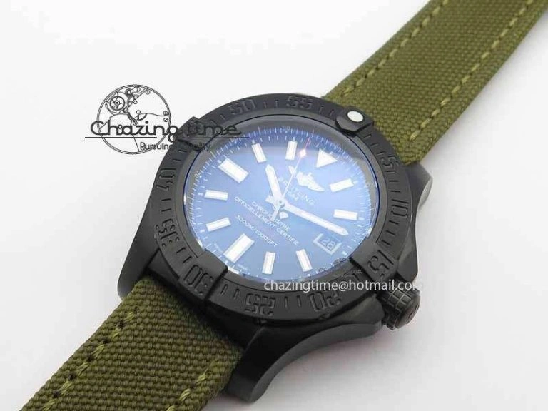 Lightweight Avenger II Seawolf PVD Black CF Dial On Green Nylon Strap A 5736