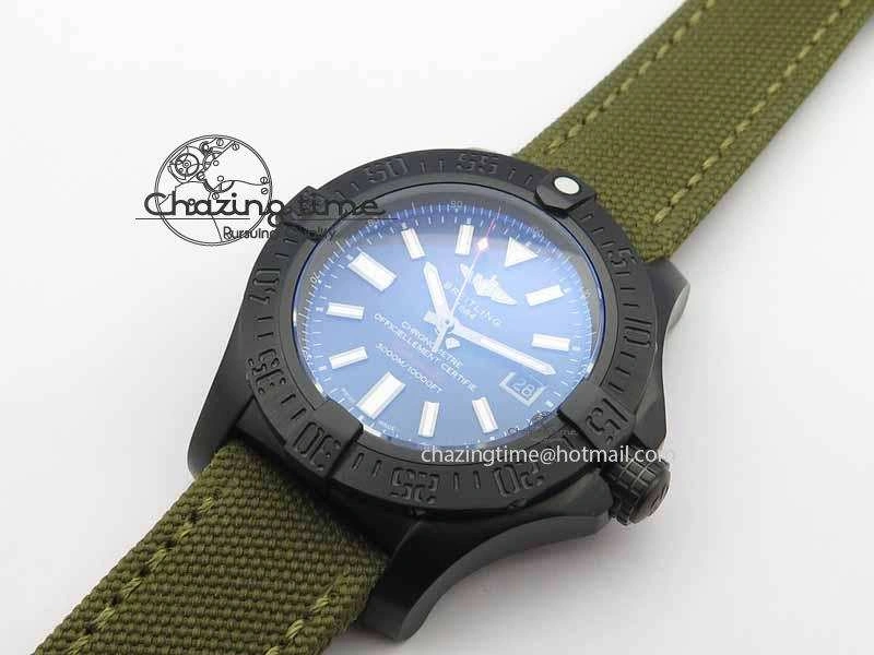 Lightweight Avenger II Seawolf PVD Black CF Dial On Green Nylon Strap A 5736