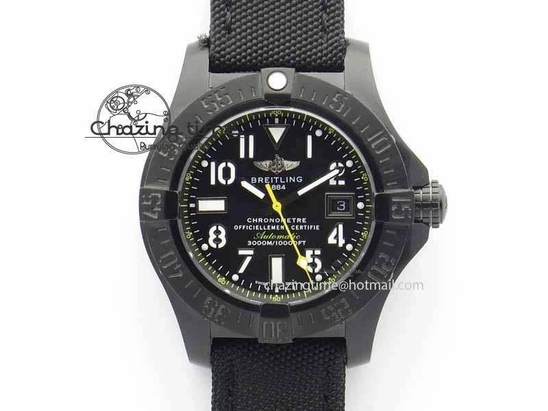 Contemporary Avenger II Seawolf PVD Black Dial Yellow Markers On Black Nylon Strap A 5738