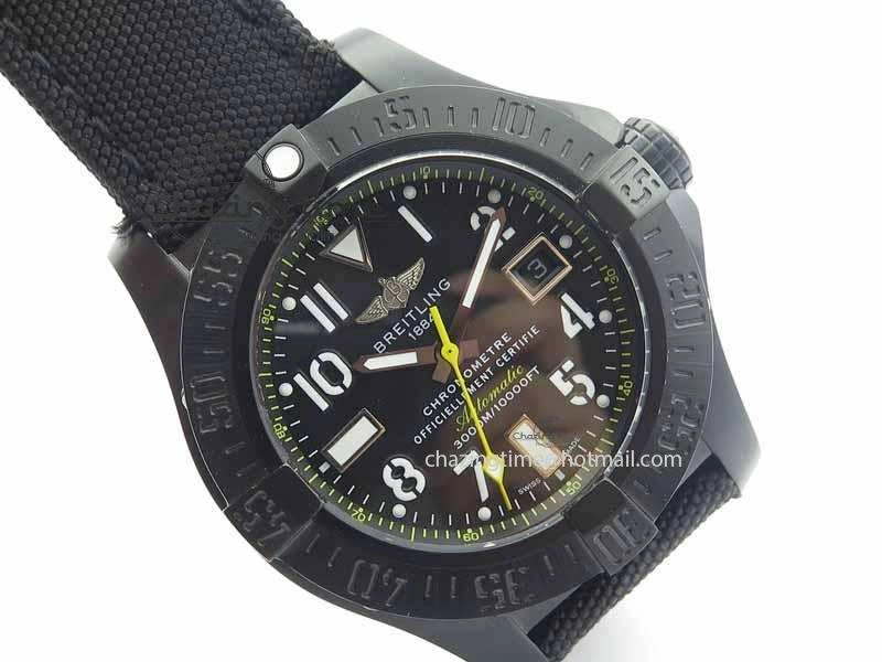 Contemporary Avenger II Seawolf PVD Black Dial Yellow Markers On Black Nylon Strap A 5738