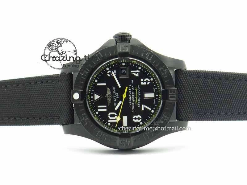 Contemporary Avenger II Seawolf PVD Black Dial Yellow Markers On Black Nylon Strap A 5738
