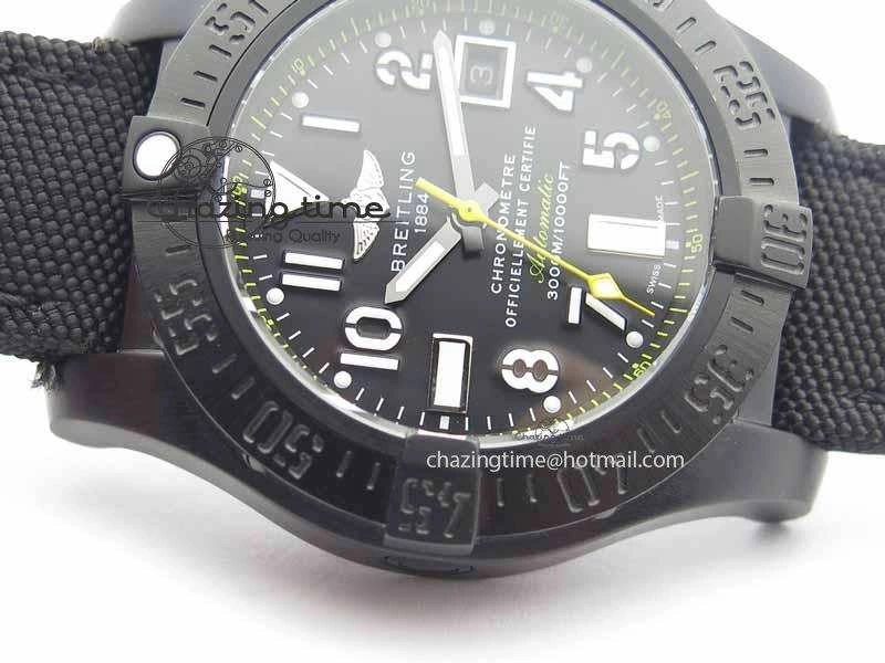 Contemporary Avenger II Seawolf PVD Black Dial Yellow Markers On Black Nylon Strap A 5738