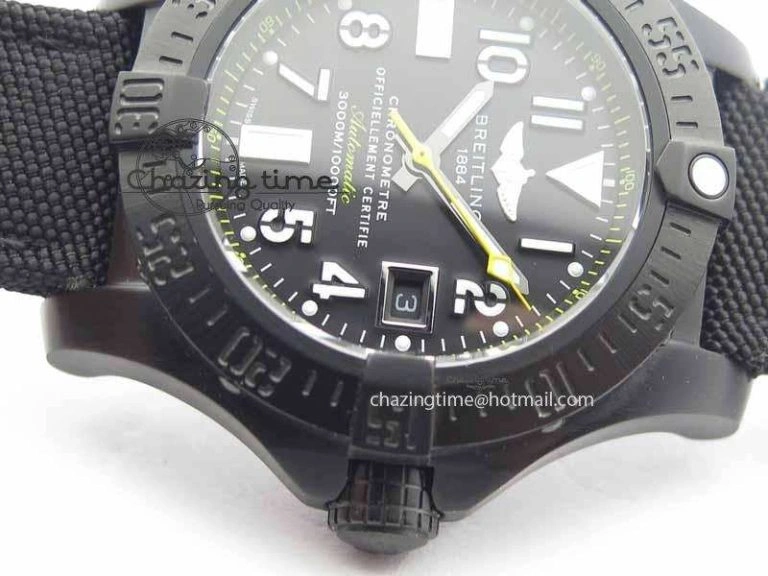 Contemporary Avenger II Seawolf PVD Black Dial Yellow Markers On Black Nylon Strap A 5738