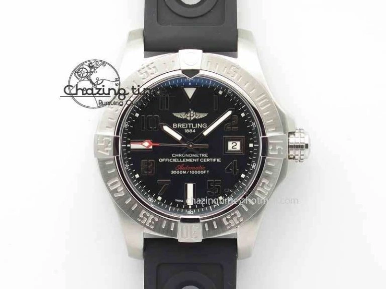 TechFriendly Avenger II Seawolf SS GF 1:1 Best Edition Black Dial On Black Rubber Strap A 5721