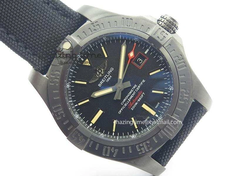 Casual Avenger Seawolf DLC GF 1:1 Best Edition Black Dial On Black Nylon Strap A 5743