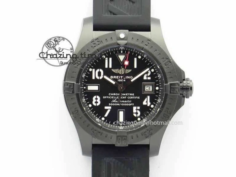 Durable Avenger Seawolf DLC HF 1:1 Best Edition Black Dial On Black Rubber Strap A25J 5742