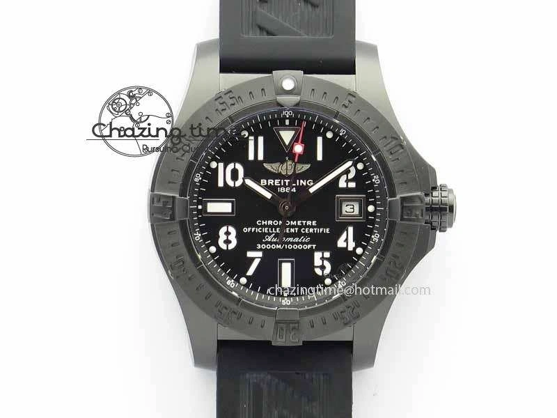 Durable Avenger Seawolf DLC HF 1:1 Best Edition Black Dial On Black Rubber Strap A25J 5742