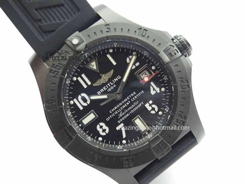 Durable Avenger Seawolf DLC HF 1:1 Best Edition Black Dial On Black Rubber Strap A25J 5742