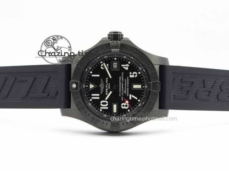 Durable Avenger Seawolf DLC HF 1:1 Best Edition Black Dial On Black Rubber Strap A25J 5742