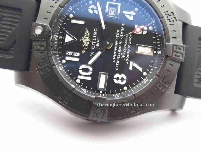 Durable Avenger Seawolf DLC HF 1:1 Best Edition Black Dial On Black Rubber Strap A25J 5742